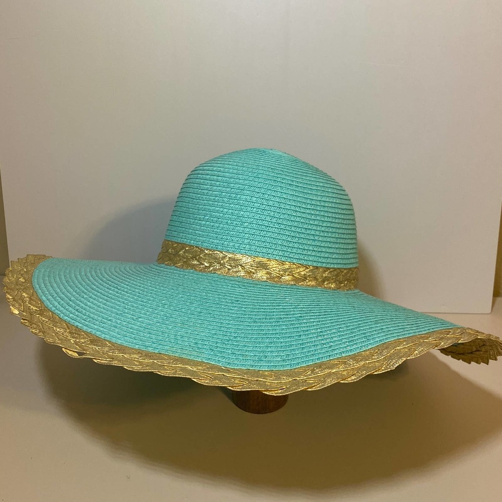 Sun 'n Sand Headwear Women's Sun Hat Wide Brim Teal Blue UPF Protection EUC